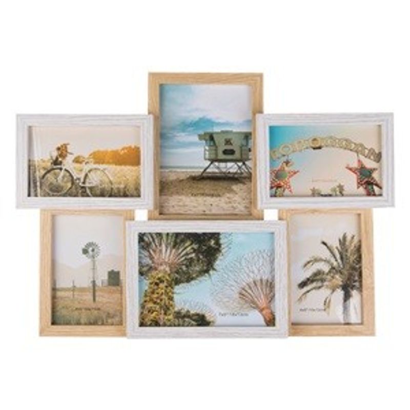 Casa si Gradina - Decoratiuni - Obiecte decorative - Accesorii decorative - Rama foto decorativa din lemn, 6 poze, 47x34x3cm, Alba - Infinity.ro