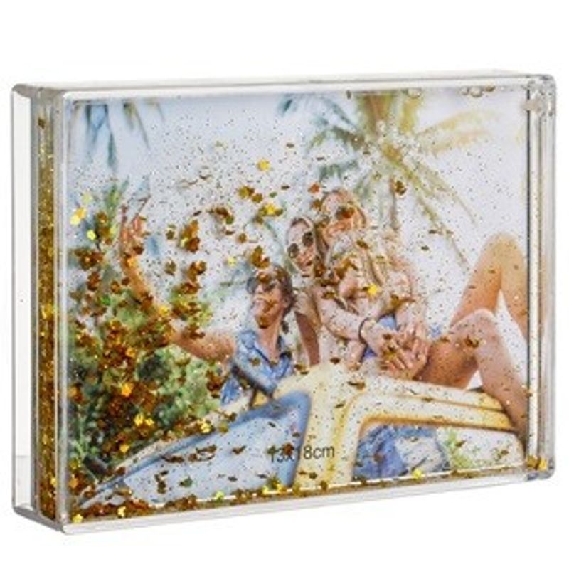 Casa si Gradina - Decoratiuni - Obiecte decorative - Accesorii decorative - Rama foto cu apa si glitter auriu, 18x13 cm, perete dublu - Infinity.ro