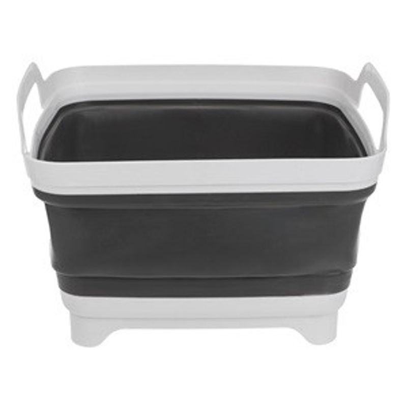Casa si Gradina - Mobilier - Organizare si depozitare - Cosuri de gunoi - Lighean pliabil cu manere si gura de scurgere, 31x30x20cm, alb-gri - Infinity.ro