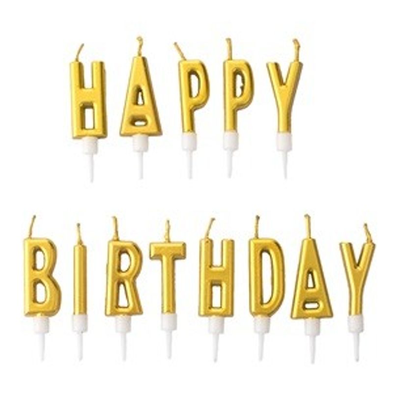 Casa si Gradina - Decoratiuni - Aromaterapie si lumanari - Lumanari si candele - Lumanari Aniversare Aurii Happy Birthday, Set 13 buc - Infinity.ro