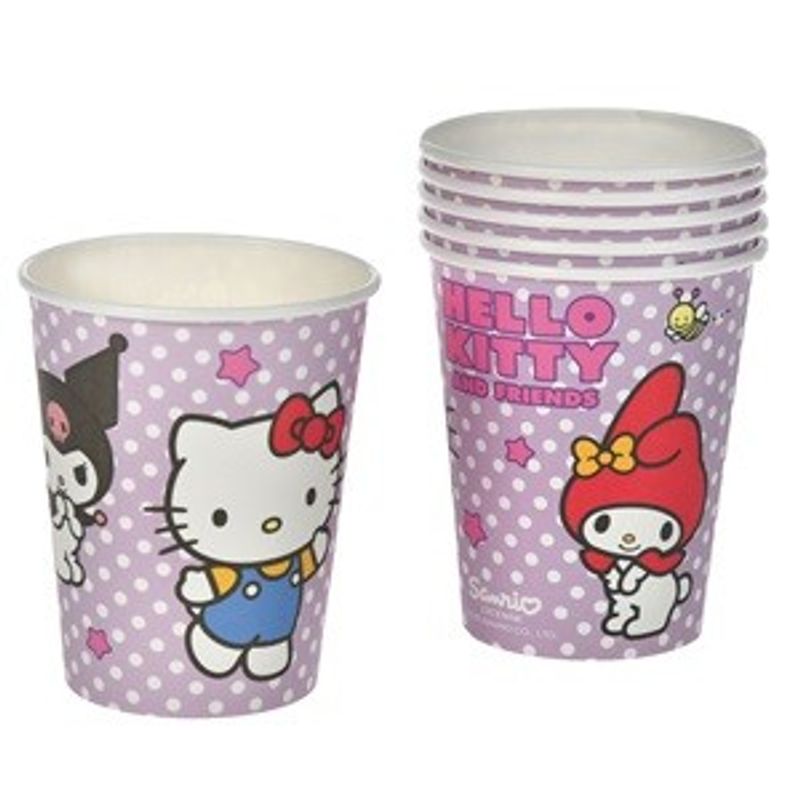 Casa si Gradina - Decoratiuni - Decoratiuni petrecere - Accesorii pentru petrecere - Set de 6 pahare de hârtie lila Hello Kitty & Friends pentru petreceri - Infinity.ro