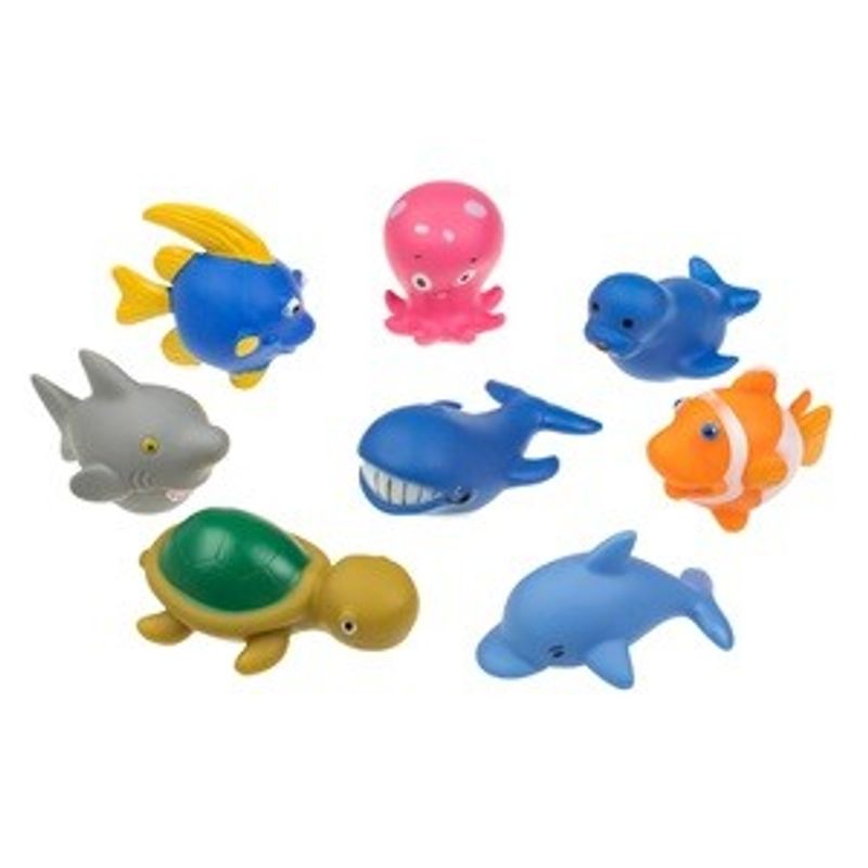 Jucarii, Copii si Bebe - Jucarii si jocuri - Jucarii bebelusi - Jucarii de baie - Jucarii de baie cu animale marine, Set 8 buc, 9 cm, Multicolore - Infinity.ro