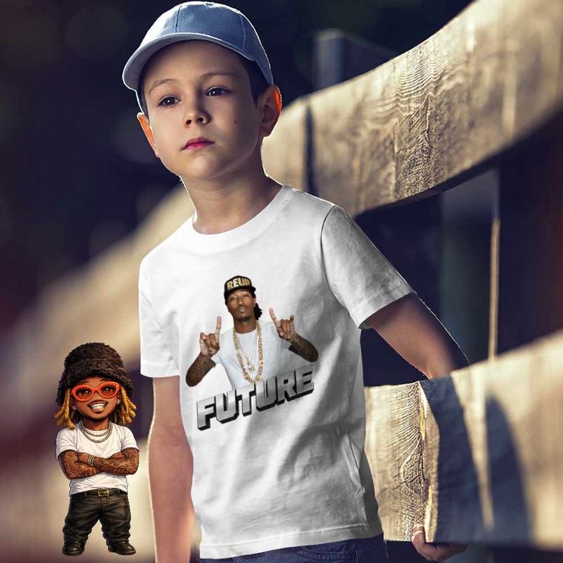 Fashion, accesorii si bijuterii - Copii - Imbracaminte copii - Tricouri copii - Tricou Copii Baieti Future REUP Rapper, alb, marime L Copii - Infinity.ro