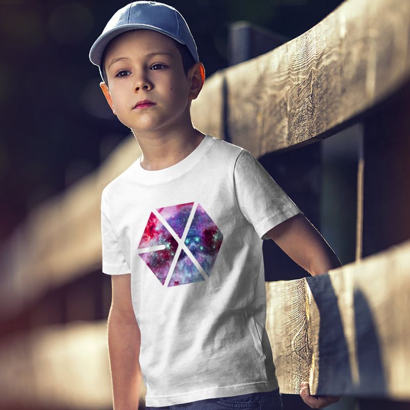 Fashion, accesorii si bijuterii - Copii - Imbracaminte copii - Tricouri copii - Tricou Copii EXO Kpop Cosmos Vibe Merch baieti, alb, marime S Copii - Infinity.ro