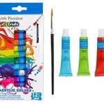 Carti si Birotica - Rechizite - Pictura si desen - Pensule si accesorii pictura - Set de Vopsele Acrilice, 12 tuburi x 6 ml, Multicolor - Infinity.ro