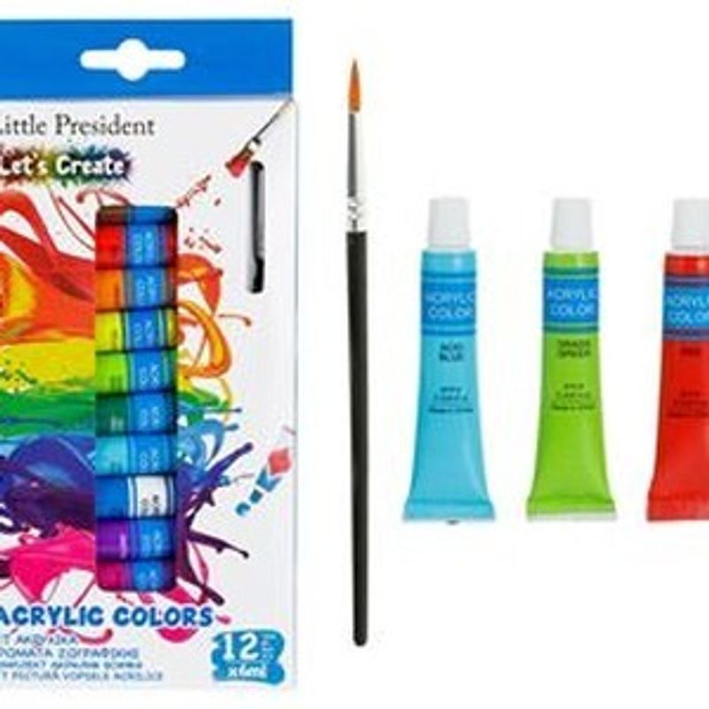 Carti si Birotica - Rechizite - Pictura si desen - Pensule si accesorii pictura - Set de Vopsele Acrilice, 12 tuburi x 6 ml, Multicolor - Infinity.ro