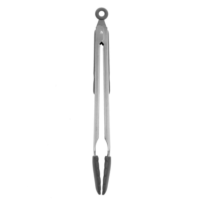 Casa si Gradina - Bucatarie si vesela - Ustensile bucatarie - Polonice, linguri si clesti de bucatarie - Cleste Metalic cu Vârf din Silicon, Gri Antracit, 34 cm - Infinity.ro