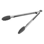 Casa si Gradina - Bucatarie si vesela - Ustensile bucatarie - Polonice, linguri si clesti de bucatarie - Cleste Metalic cu Vârf din Silicon, Gri Antracit, 34 cm - Infinity.ro