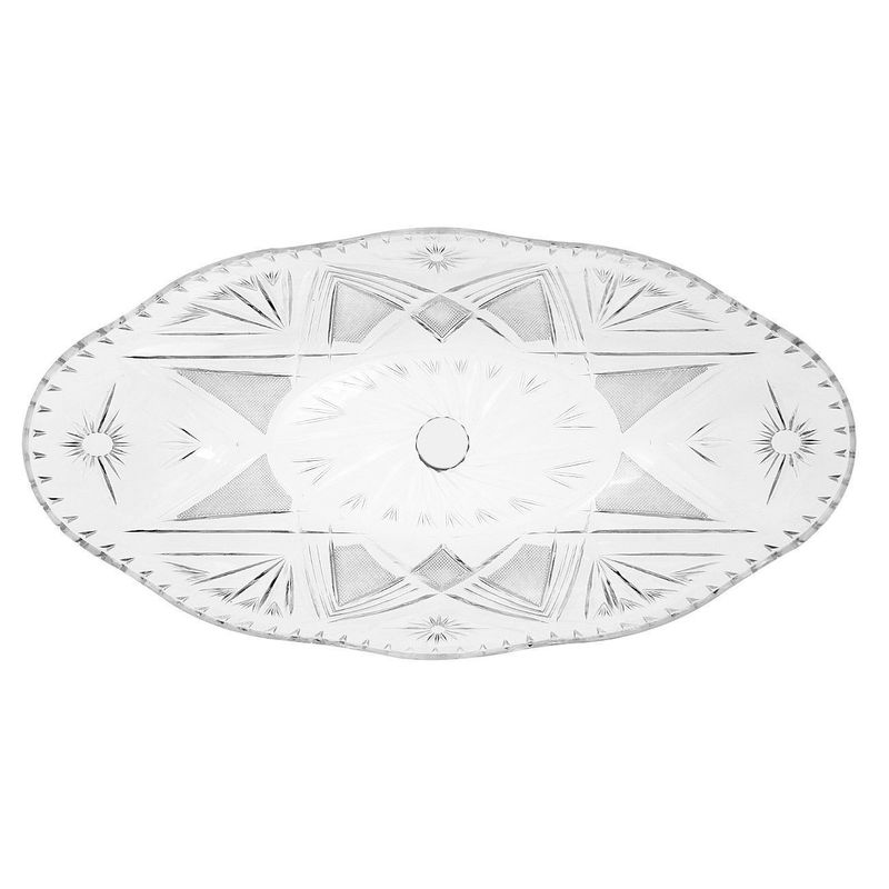 Casa si Gradina - Bucatarie si vesela - Vesela si tacamuri - Platouri de bucatarie - Platou oval din plastic transparent, 31x17x6 cm, reutilizabil, cu modele reliefate - Infinity.ro