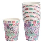Casa si Gradina - Decoratiuni - Decoratiuni petrecere - Vesela pentru petrecere - Set de 12 Pahare de Petrecere Multicolor Happy Birthday - Infinity.ro