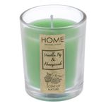 Casa si Gradina - Decoratiuni - Aromaterapie si lumanari - Lumanari si candele - Lumanare parfumata verde cu aroma de vanilie, smochine si fagure de miere, in recipient de sticla, 5x6.5 cm - Infinity.ro
