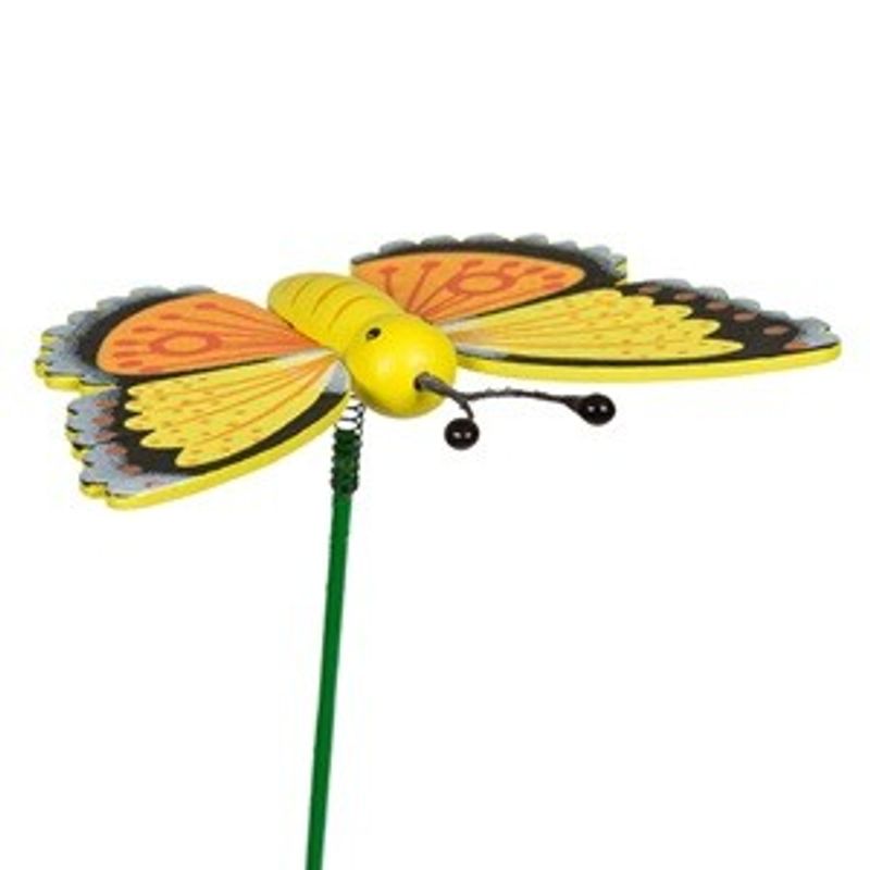 Casa si Gradina - Gradinarit si plante - Plante si ghivece - Accesorii ghivece si jardiniere - Stick Decorativ pentru Ghiveci, Fluture de Lemn, 25cm - Infinity.ro