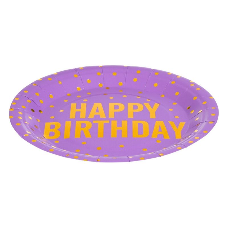 Casa si Gradina - Bucatarie si vesela - Vesela si tacamuri - Farfurii si boluri - Farfurii de petrecere carton pastelate folie aurie Happy Birthday - Infinity.ro