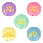 Casa si Gradina - Bucatarie si vesela - Vesela si tacamuri - Farfurii si boluri - Farfurii de petrecere carton pastelate folie aurie Happy Birthday - Infinity.ro