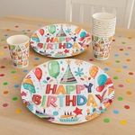 Casa si Gradina - Bucatarie si vesela - Vesela si tacamuri - Farfurii si boluri - Set Farfurii Petrecere Carton Ecru - Model Baloane & Happy Birthday - Infinity.ro