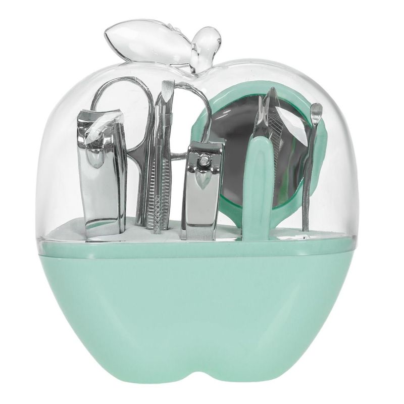 Ingrijire personala si Cosmetice - Manichiura si pedichiura - Truse manichiura si pedichiura - Set Ingrijire Manichiura si Pedichiura, Husa in Forma de Mar, 9 Piese, Verde - Infinity.ro