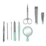 Ingrijire personala si Cosmetice - Manichiura si pedichiura - Truse manichiura si pedichiura - Set Ingrijire Manichiura si Pedichiura, Husa in Forma de Mar, 9 Piese, Verde - Infinity.ro