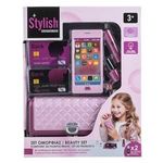 Jucarii, Copii si Bebe - Jucarii si jocuri - Jucarii de rol - Frumusete, bijuterii si accesorii fetite - Set de Frumusete cu Accesorii si Telefon Mobil cu Sunet si Lumina, 8 piese, Roz - Infinity.ro