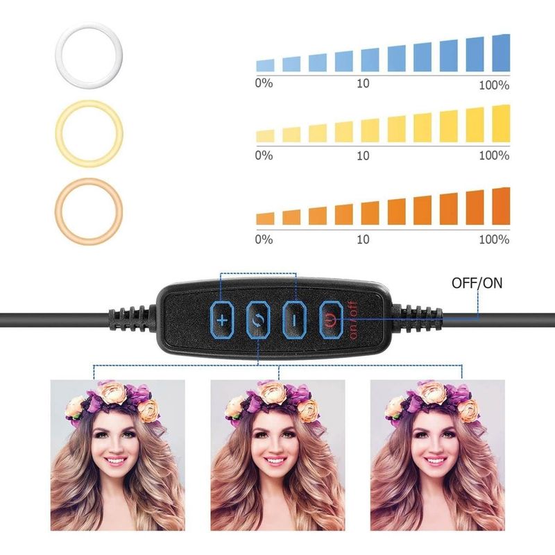 TV, Audio-Video si Foto - Aparate foto si accesorii - Accesorii foto si video - Trepiede - Ring Light LED cu Trepied, 48 LED-uri, 3 Moduri de Iluminare, 13 Niveluri de Luminozitate, Negru, 16 cm - Infinity.ro