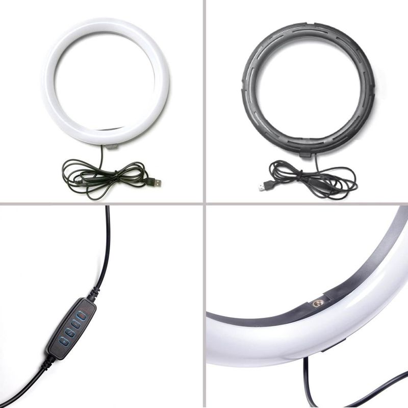 TV, Audio-Video si Foto - Aparate foto si accesorii - Accesorii foto si video - Trepiede - Ring Light LED cu Trepied, 48 LED-uri, 3 Moduri de Iluminare, 13 Niveluri de Luminozitate, Negru, 16 cm - Infinity.ro