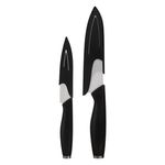Casa si Gradina - Bucatarie si vesela - Vesela si tacamuri - Cutite si seturi de cutite - Set 2 Cutite cu Lama Ceramica Alba si Husa, 21 cm si 28 cm, Maner Negru - Infinity.ro