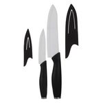 Casa si Gradina - Bucatarie si vesela - Vesela si tacamuri - Cutite si seturi de cutite - Set 2 Cutite cu Lama Ceramica Alba si Husa, 21 cm si 28 cm, Maner Negru - Infinity.ro
