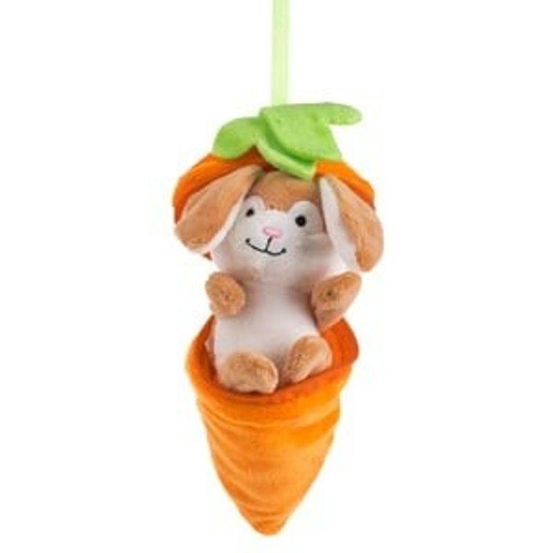 Jucarii, Copii si Bebe - Jucarii si jocuri - Jucarii de plus - Iepuras de plus in husa morcov, 15 cm - Infinity.ro