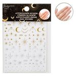 Ingrijire personala si Cosmetice - Manichiura si pedichiura - Produse nail art - Autocolante pentru unghii cu luna si stele, argintii si aurii, set variat - Infinity.ro