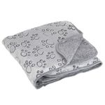 Petshop - Ingrijire si Igiena - Produse uz extern - Sampon si balsam animale - Patura pentru caini cu model labute, Gri, 100x70 cm - Infinity.ro