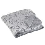 Petshop - Ingrijire si Igiena - Produse uz extern - Sampon si balsam animale - Patura pentru caini cu model labute, Gri, 100x70 cm - Infinity.ro