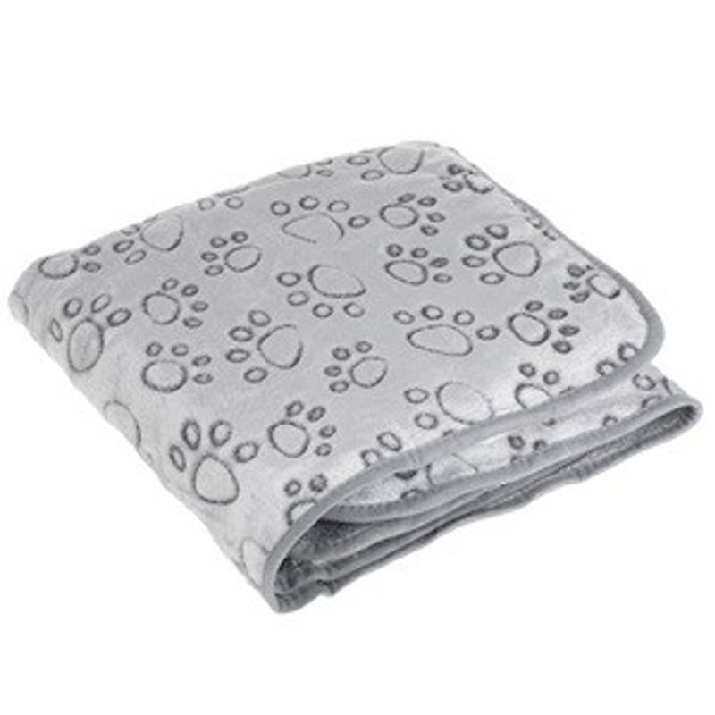 Petshop - Ingrijire si Igiena - Produse uz extern - Sampon si balsam animale - Patura pentru caini cu model labute, Gri, 100x70 cm - Infinity.ro
