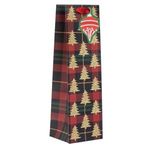 Carti si Birotica - Birotica - Articole ambalare - Sacou cadou din hartie, model carouri rosii cu brad si glitter auriu, pentru sticle, 11x10x36 cm - Infinity.ro