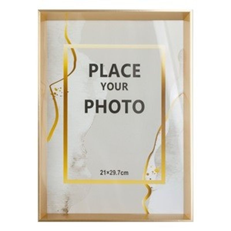Casa si Gradina - Decoratiuni - Obiecte decorative - Accesorii decorative - Rama foto aurie cu cadru lat, 21x29.7 cm, metal, pentru perete sau masa - Infinity.ro