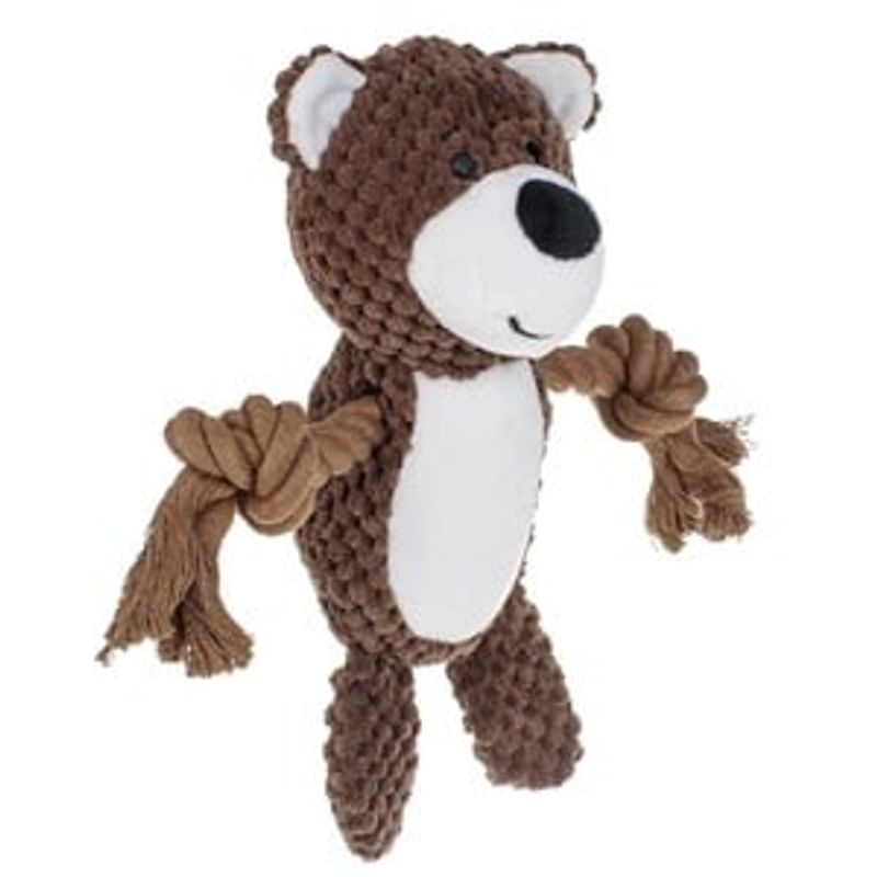 Petshop - Ingrijire si Igiena - Produse uz intern - Igiena dentara animale - Jucarie pentru caini, Ursulet Maro cu Sfori, 10x24cm - Infinity.ro