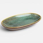 Casa si Gradina - Bucatarie si vesela - Vesela si tacamuri - Platouri de bucatarie - Platou oval din ceramica verde pentru aperitive, 14,5x8,5 cm - Infinity.ro