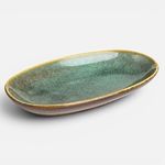 Casa si Gradina - Bucatarie si vesela - Vesela si tacamuri - Platouri de bucatarie - Platou oval din ceramica verde pentru aperitive, 14,5x8,5 cm - Infinity.ro