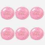 Casa si Gradina - Bucatarie si vesela - Vesela si tacamuri - Farfurii si boluri - Set de 6 farfurii de petrecere roz Happy Birthday cu stele - Infinity.ro
