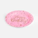 Casa si Gradina - Bucatarie si vesela - Vesela si tacamuri - Farfurii si boluri - Set de 6 farfurii de petrecere roz Happy Birthday cu stele - Infinity.ro