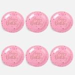 Casa si Gradina - Bucatarie si vesela - Vesela si tacamuri - Farfurii si boluri - Set de 6 farfurii de petrecere roz Happy Birthday cu stele - Infinity.ro
