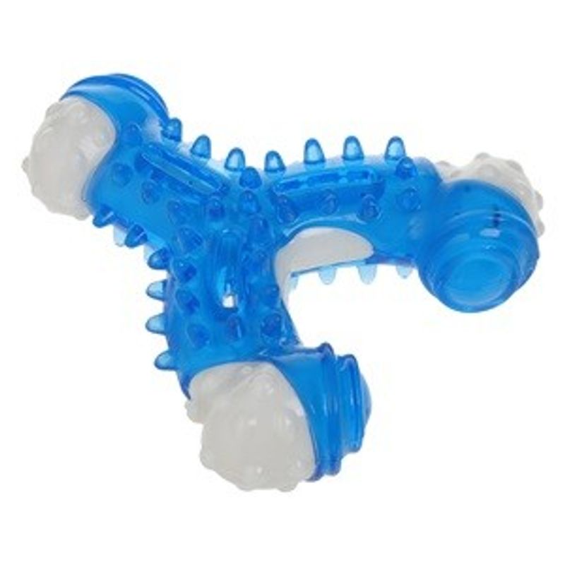 Petshop - Ingrijire si Igiena - Produse uz intern - Igiena dentara animale - Jucarie dentara pentru caini, forma de os, albastra, 11 cm - Infinity.ro