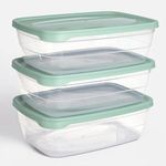 Casa si Gradina - Bucatarie si vesela - Organizare si depozitare bucatarie - Cutii alimentare - Set de 3 Cutii Transparente 2L cu Capac Verde Menta - Infinity.ro
