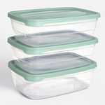 Casa si Gradina - Bucatarie si vesela - Organizare si depozitare bucatarie - Cutii alimentare - Set de 3 Cutii Transparente 2L cu Capac Verde Menta - Infinity.ro