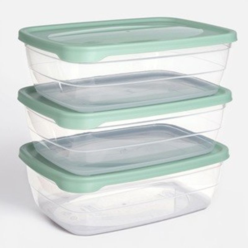 Casa si Gradina - Bucatarie si vesela - Organizare si depozitare bucatarie - Cutii alimentare - Set de 3 Cutii Transparente 2L cu Capac Verde Menta - Infinity.ro