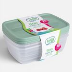 Casa si Gradina - Bucatarie si vesela - Organizare si depozitare bucatarie - Cutii alimentare - Set de 3 Cutii Transparente 2L cu Capac Verde Menta - Infinity.ro