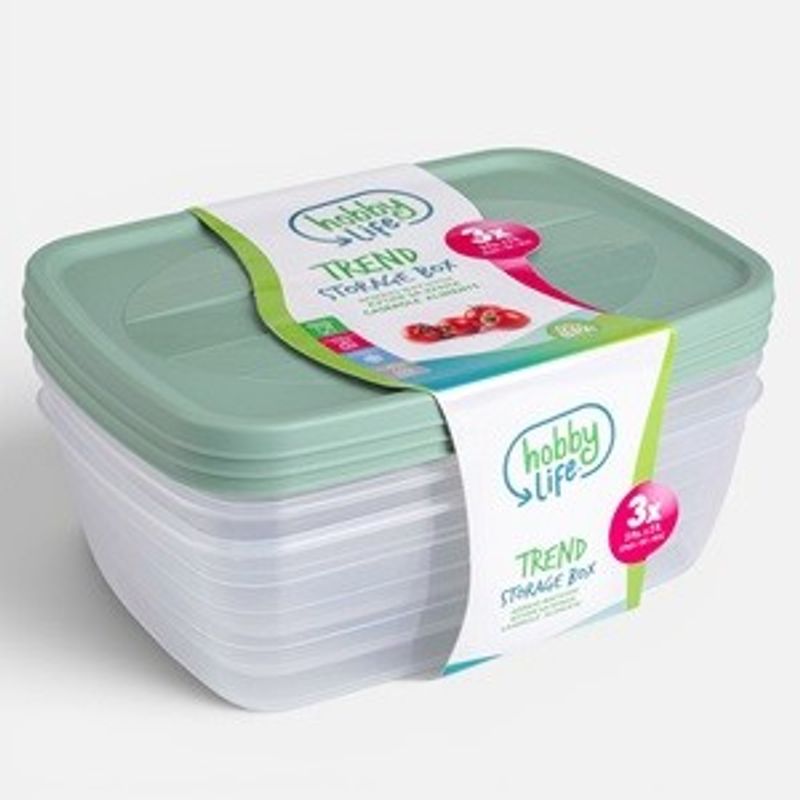 Casa si Gradina - Bucatarie si vesela - Organizare si depozitare bucatarie - Cutii alimentare - Set de 3 Cutii Transparente 2L cu Capac Verde Menta - Infinity.ro