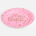 Ingrijire personala si Cosmetice - Dezinfectante - Manusi unica folosinta - Set de 6 Farfurii de Petrecere Roz Happy Birthday cu Stele - Infinity.ro
