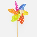 Casa si Gradina - Gradinarit si plante - Utilaje gradina - Fierastraie cu lant - Moara de vant decorativa, 27 cm, Multicolor, cu model stele, 6 pale, cu bat din lemn - Infinity.ro