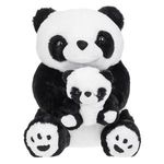 Jucarii, Copii si Bebe - Jucarii si jocuri - Jucarii de plus - Panda de Plus Asezat cu Pui, 38cm, Alb-Negru - Infinity.ro