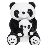 Jucarii, Copii si Bebe - Jucarii si jocuri - Jucarii de plus - Panda de Plus Asezat cu Pui, 38cm, Alb-Negru - Infinity.ro
