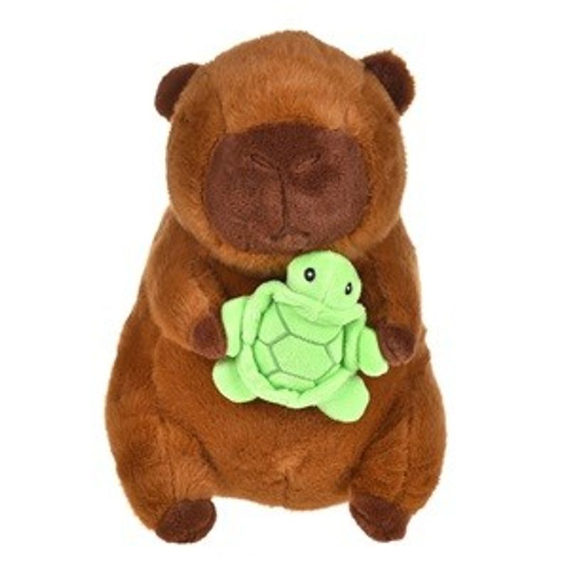 Jucarii, Copii si Bebe - Jucarii si jocuri - Jucarii de plus - Jucarie de Plus Capybara cu Broasca Testoasa, 27x17x30cm, Maro - Infinity.ro